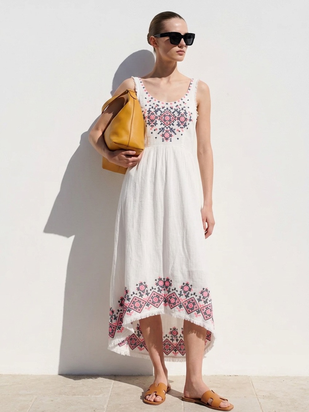 Anthropologie Holding Horses Embroidered High-Low Maxi Dress